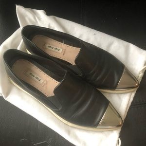 Miu Miu Black Leather Loafers